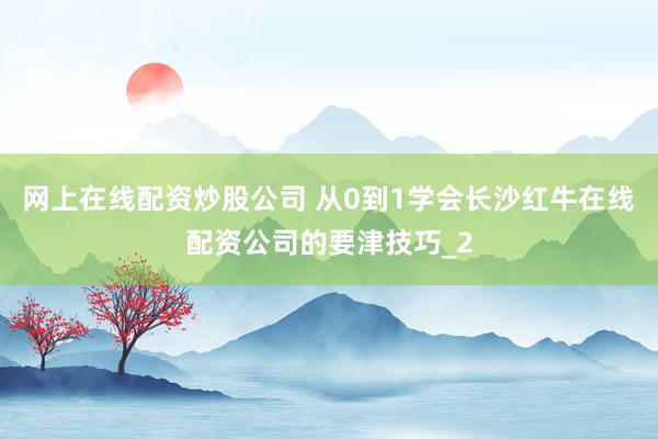 网上在线配资炒股公司 从0到1学会长沙红牛在线配资公司的要津技巧_2