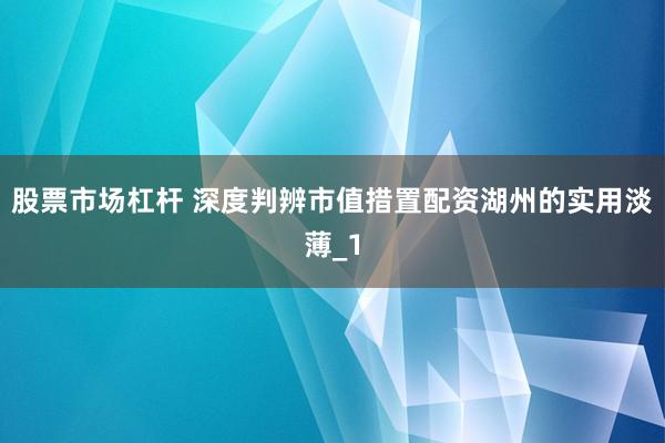 股票市场杠杆 深度判辨市值措置配资湖州的实用淡薄_1