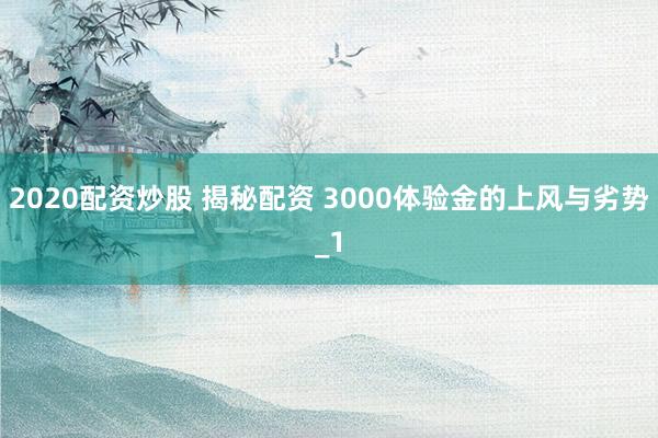 2020配资炒股 揭秘配资 3000体验金的上风与劣势_1